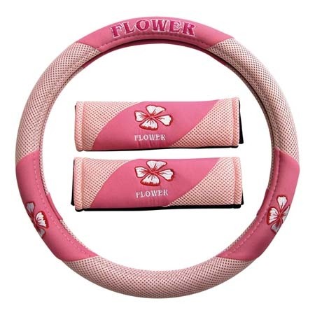 Stuurhoes met gordelhoezen 'Pink Flower'