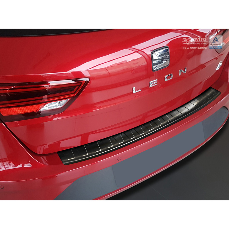 Zwart RVS Achterbumperprotector  Seat Leon (5F) ST 2013-2017 & 2017- 'Ribs'