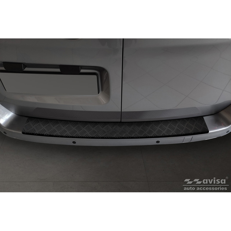 Matt Black Aluminum Rear bumper protector  Citroën Space Tourer & Jumpy 2016- / Peugeot Traveller & Expert 2016- / Toyota Proace Verso 2016- / Opel Vivaro & Zafira Life 2019- (models with painted bumper top) 'Riffled Plate'