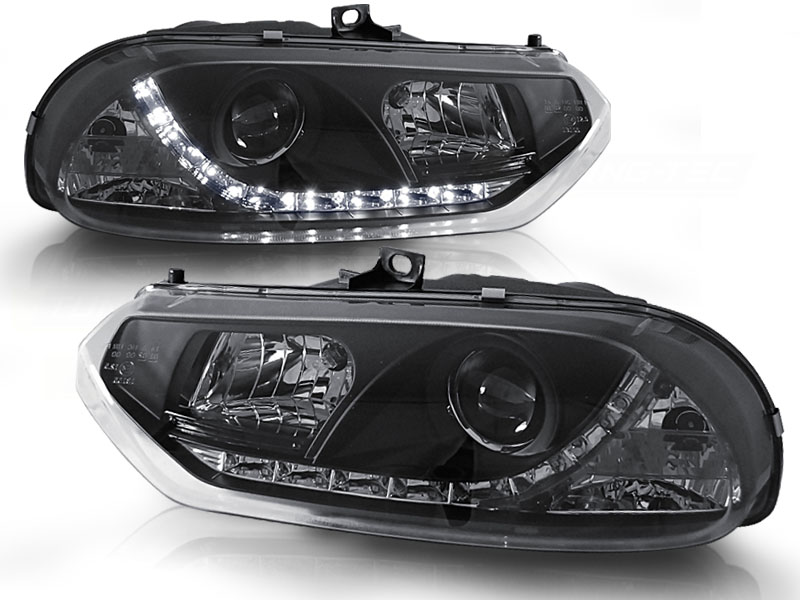 Koplampen Alfa Romeo 156 LED Devil Eyes DRL look Zwart
