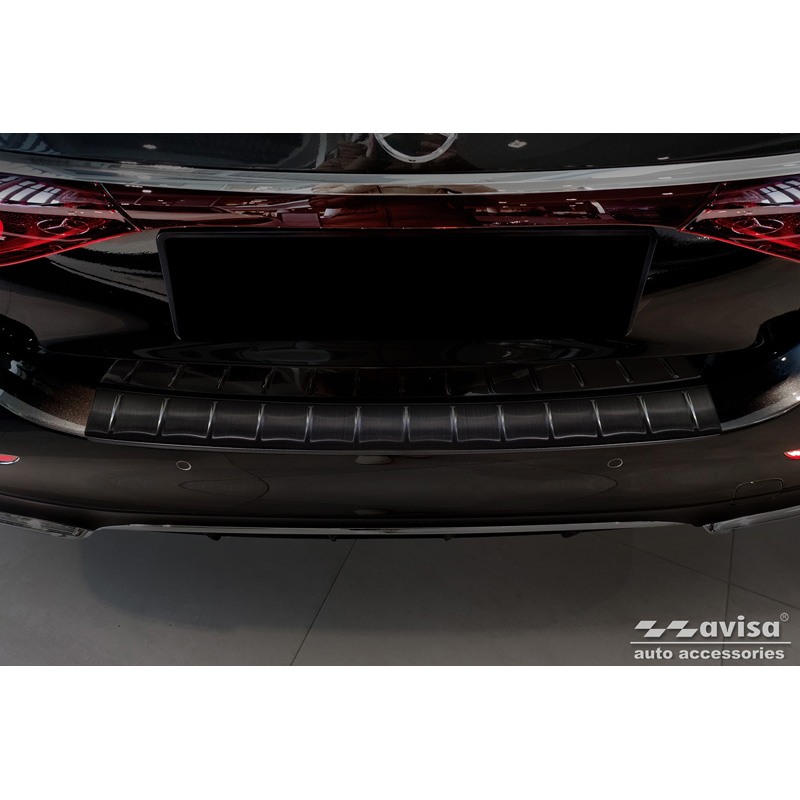 Black Stainless Steel Rear bumper protector  Mercedes E-Class W214 Sedan 2023- 'Ribs'
