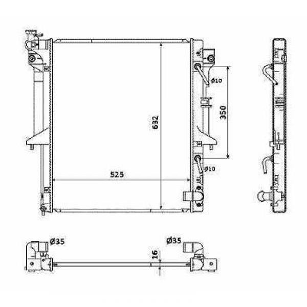 Radiator L200 05->> 525x635x16 2.5 DID AUTOMAAT +/-AC