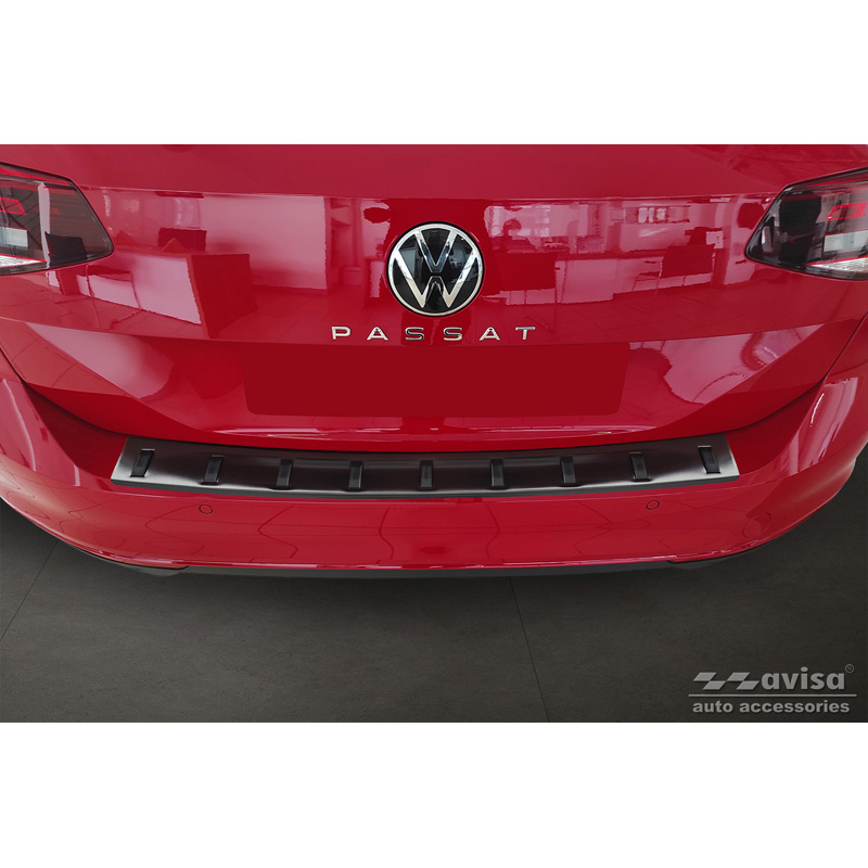 Black Stainless Steel Rear bumper protector  Volkswagen Passat Variant 2014-2019 & Facelift 2019-2023 (incl. R-Line/Alltrack) 'STRONG EDITION'