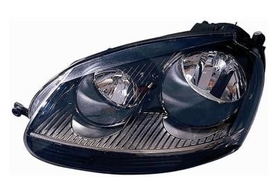 koplamp, H7+H7, zwart, incl stelmotor, links VW Golf 5, 2003-200