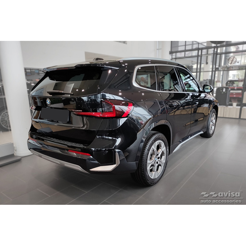 Black Stainless Steel Rear bumper protector  BMW X1 U11 / U11 xLine 2022- 'Ribs'