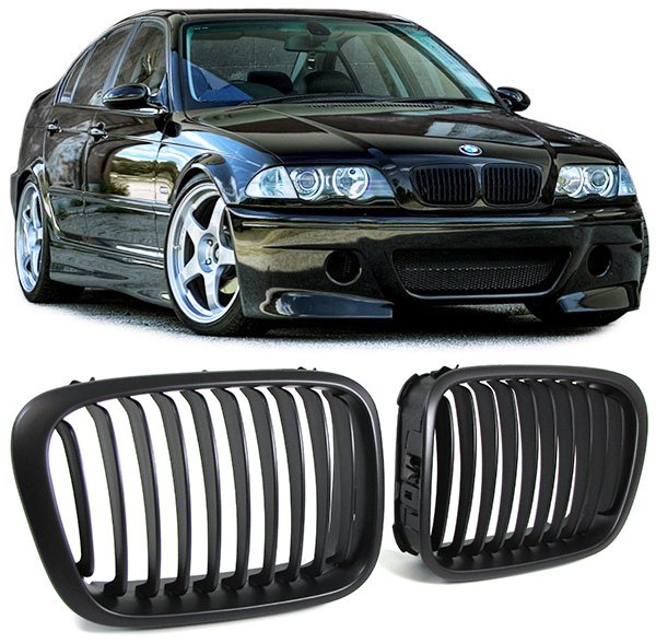 Grill Nieren BMW E46 Limousine/Compact 98-01 Mat Zwart