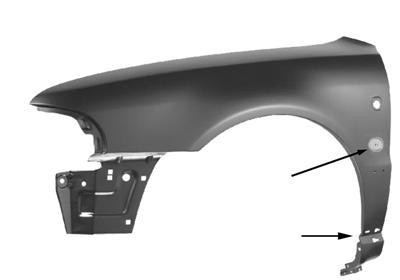 spatbord, met embleem gat, rechts, 09/1996-07/1997 Audi A4, 1994