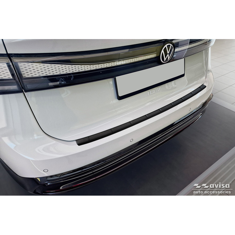 Matt Black Stainless Steel Rear bumper protector  Volkswagen ID.7 2023- 'Ribs'