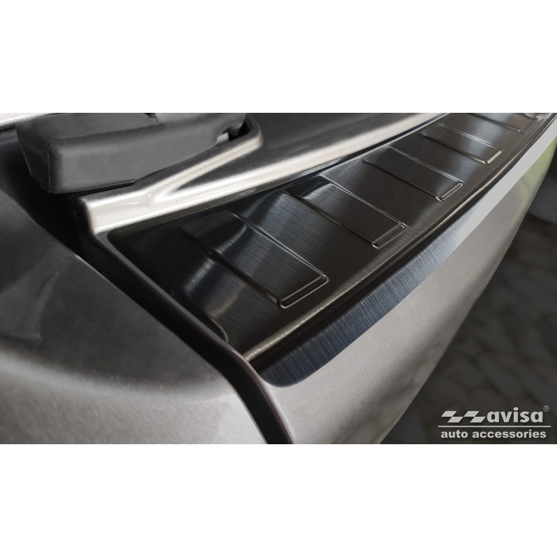 Black Stainless Steel Rear bumper protector  Mitsubishi Outlander II / Citroën C-Crosser / Peugeot 4007 2006-2012 'Ribs'