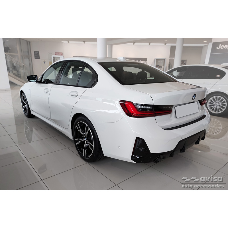 Matt Black Stainless Steel Rear bumper protector  BMW 3-Series G20 Sedan M-Package 2019- 'Ribs'