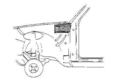 balkje op binnenscherm, links Opel Kadett C, 1974-1979