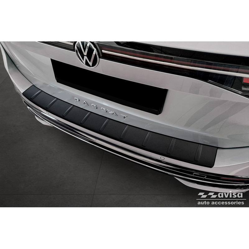 Matt Black Stainless Steel Rear bumper protector  Volkswagen Passat Variant (CJ5) 2023- 'Ribs'