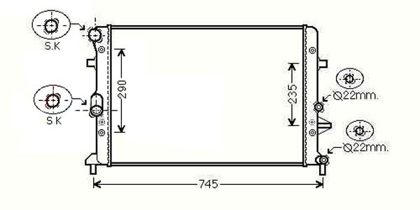 Radiator GOLF VI 08->> 650x450x34 1.2I-16V +/-AC