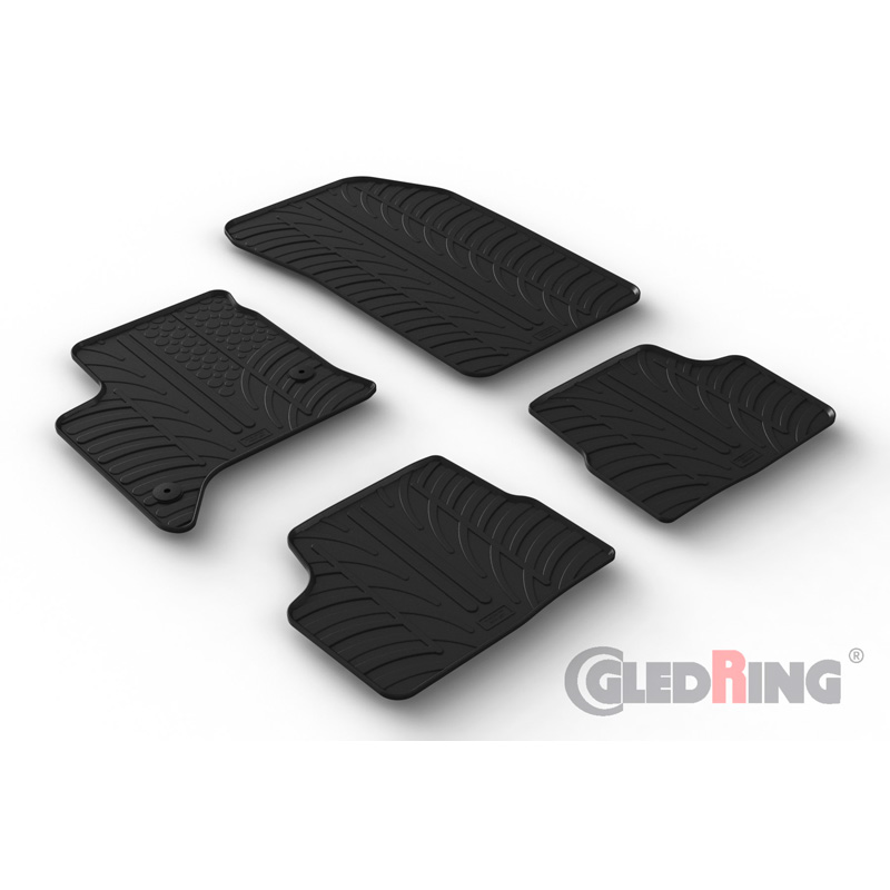 Gledring Rubber car mats set  Fiat 600 Hybrid 2024- (T profile 4-pieces + mounting clips)