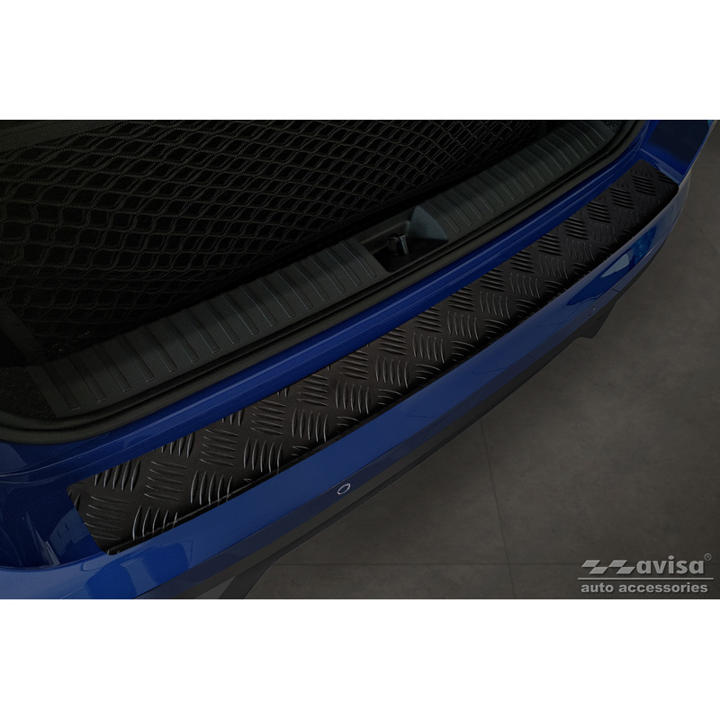 Matzwart Aluminium Achterbumperprotector  Skoda Kamiq 2019- 'Riffled Plate'