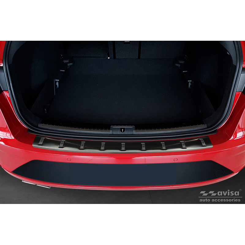 Zwart RVS Achterbumperprotector  Seat Leon ST (5F) 2013-2017 & Facelift 2017-2020 'STRONG EDITION'