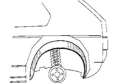 spatbordrand, binnen, smal, rechts VW Golf 1, 1974-1983