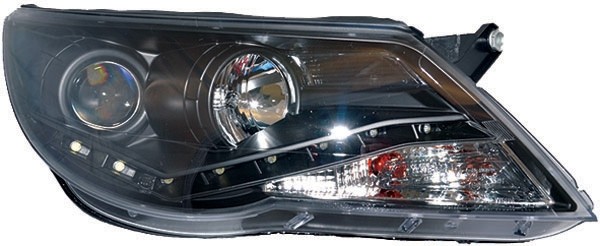 Koplampen VW Tiguan 07-11 DRL Zwart