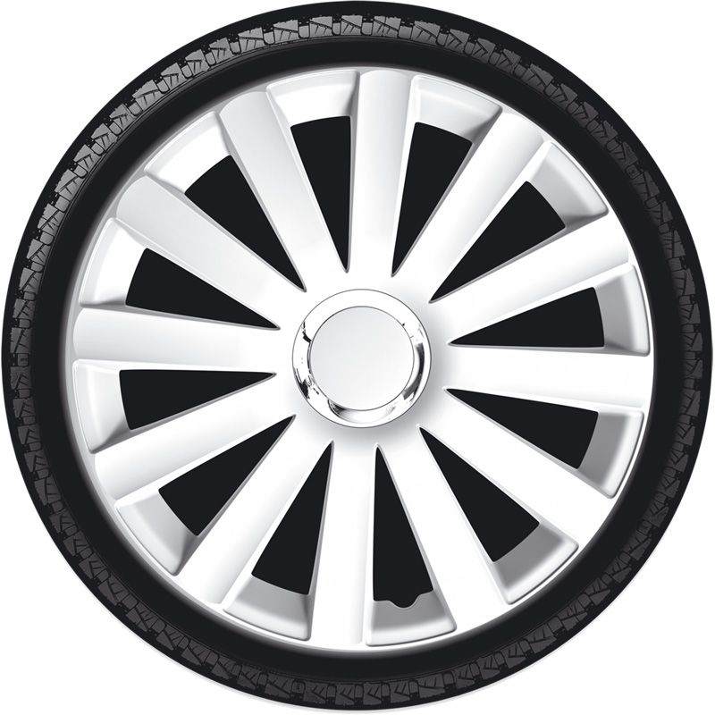 4-Delige Wieldoppenset Spyder 16-inch wit + chroom ring