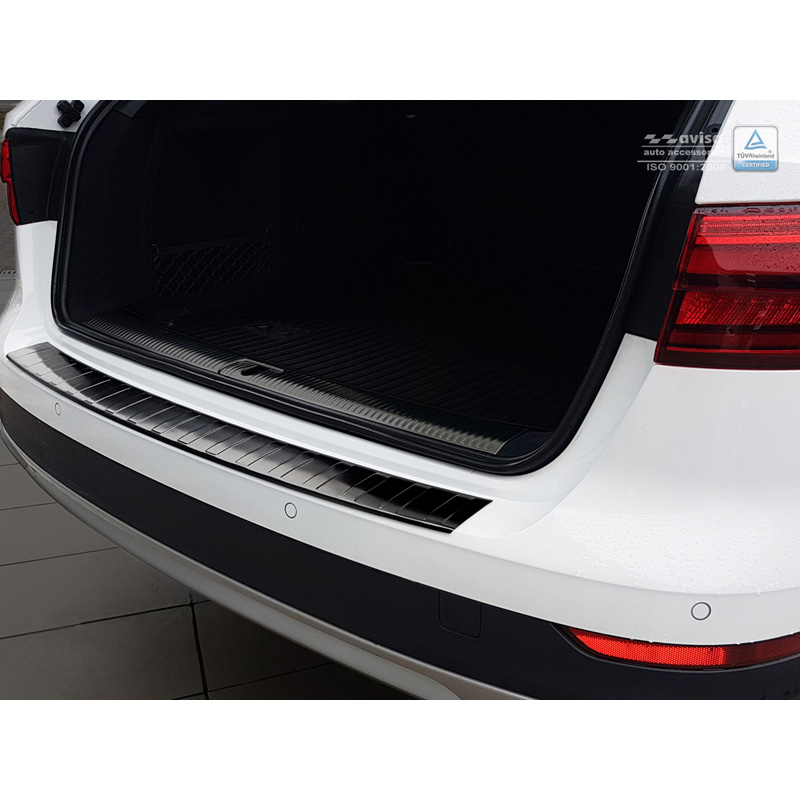 Black Stainless Steel Rear bumper protector  Audi A4 B9 Allroad 2016-2019 & FL 2019- 'Ribs'