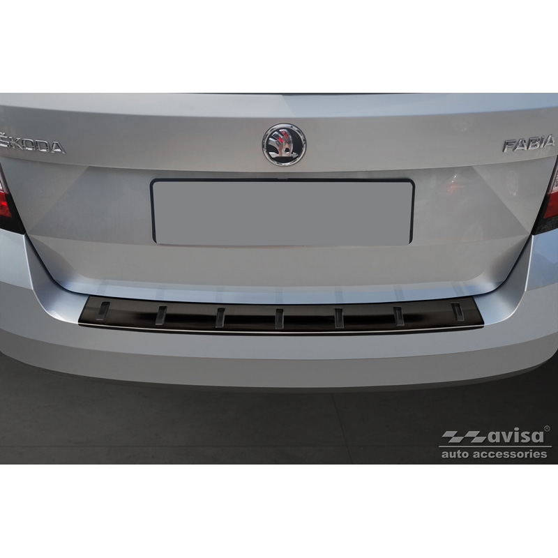 Black Stainless Steel Rear bumper protector  Skoda Fabia III Combi 2014-2018 'STRONG EDITION'