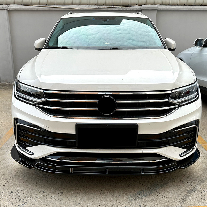 Front spoiler lip  Volkswagen Tiguan II R-Line Facelift 2020-2024 (Glossy Black ABS)