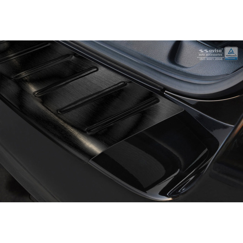 Black Stainless Steel Rear bumper protector  Peugeot 508 SW 2011-2018 'Ribs'