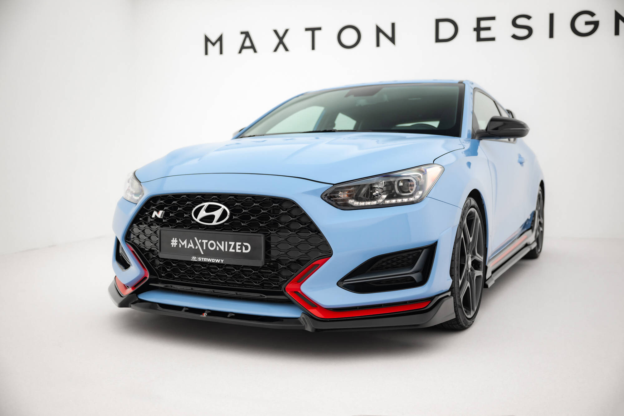 Street Pro Voorspoiler V.2 Hyundai Veloster N MK2 Maxton Glanzend zwart