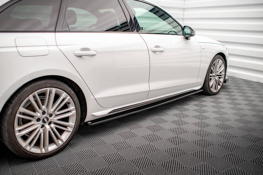 Zijskirts Audi S4 / A4 S-Line B9 Maxton Glanzend Zwart