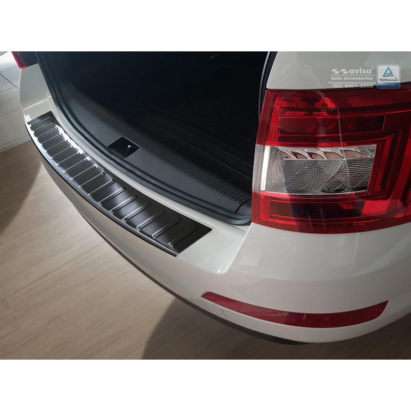 Zwart RVS Achterbumperprotector  Skoda Octavia III Kombi 2013-2016 'Ribs'