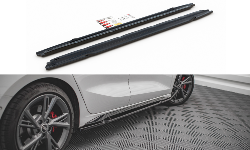 Zijskirts Diffuser Audi S3 / A3 S-Line 8Y glanzend zwart