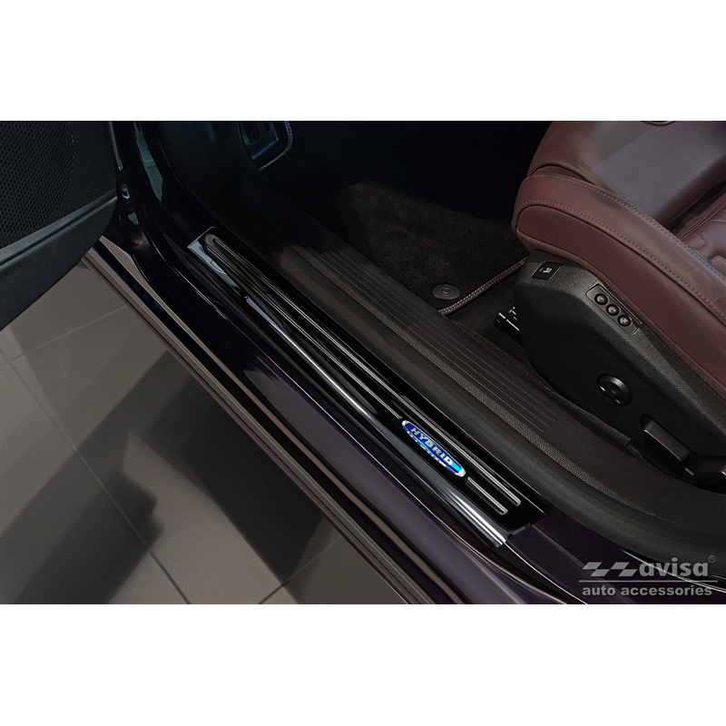 Black Inox door sill protectors  Peugeot 508 II Sedan 2019- 'Hybrid' - 4-pieces