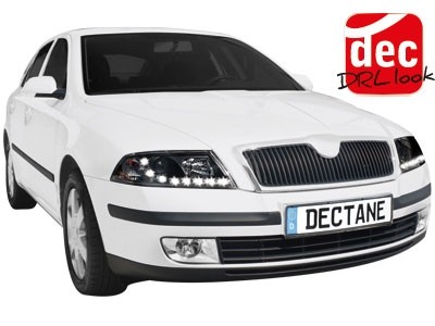 Koplampen Skoda Octavia 05-09 DRL look Devil Eyes zwart