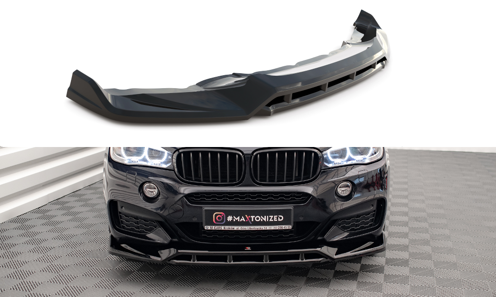 Voorspoiler V.3 BMW X6 M pakket F16 Maxton Glans Zwart