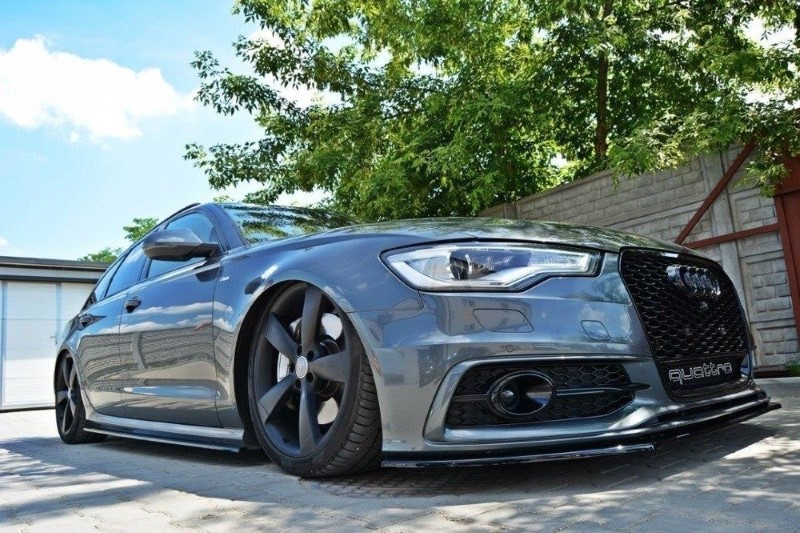 Zijskirts Difusers Audi S6 / A6 S-line C7 Glanzend Zwart