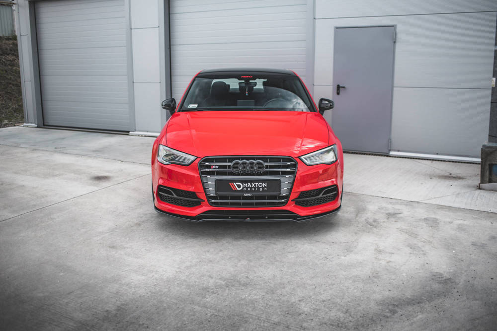 Voorspoiler V.2 Audi A3 S-line / S3 8V Sedan/Cabrio Maxton Glans zwart