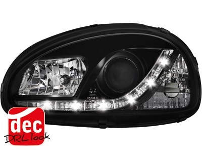 Koplampen Opel Corsa B DRL look Devil Eyes zwart