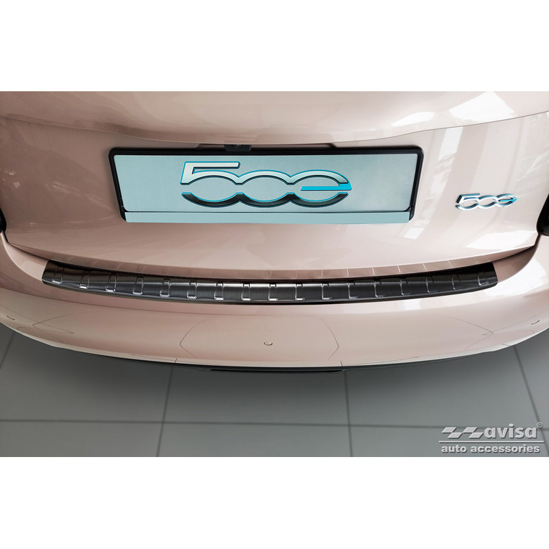 Black Stainless Steel Rear bumper protector  Fiat 500e Berlina, 3+1 & Cabrio 3-doors 2020- 'Ribs'