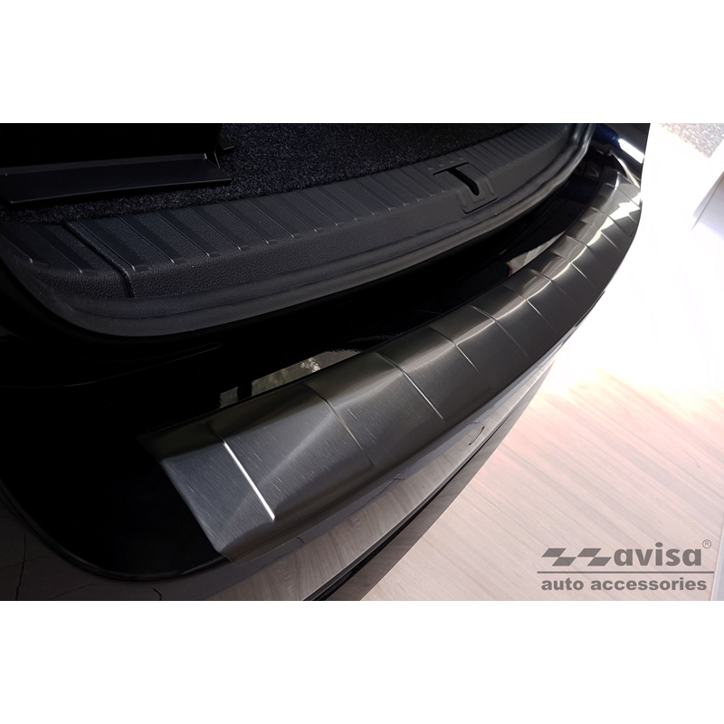 Zwart RVS Achterbumperprotector  Skoda Octavia IV Kombi 2020-2024 & FL 2024- (incl. RS, excl. Scout) 'Ribs'