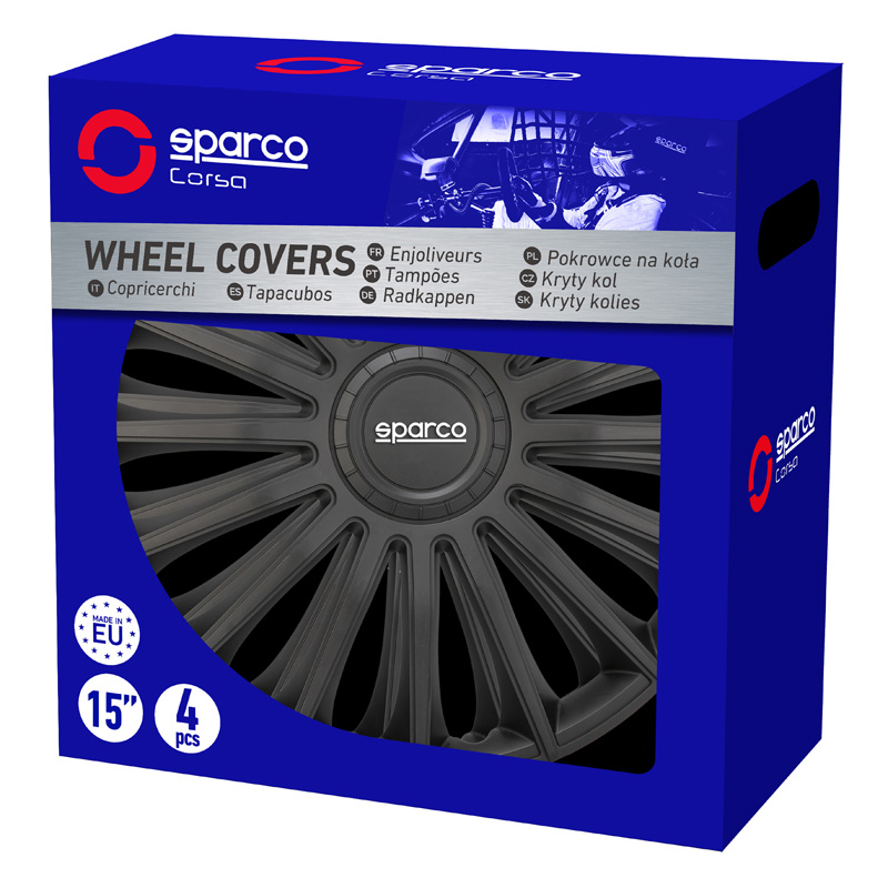 Sparco Wheel Covers Treviso - 13-inch - Black - Set of 4 pieces