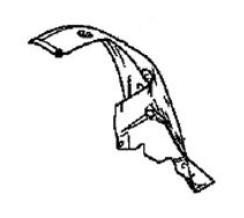 binnenscherm, plastic, voor, rechts Renault Megane, 2002-2009