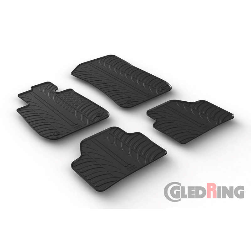 Rubber car mats set  BMW X1 2009-2015 (T profile 4-pieces + mounting clips)