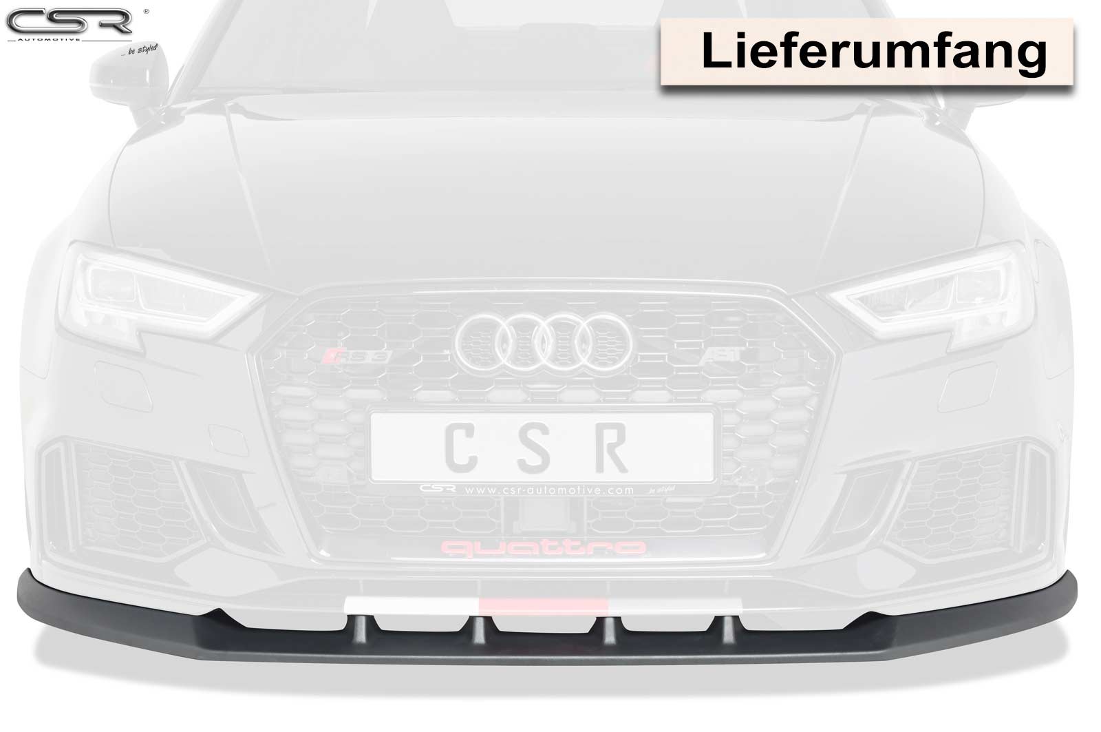 Voorspoiler Audi RS3 8V Glans Zwart