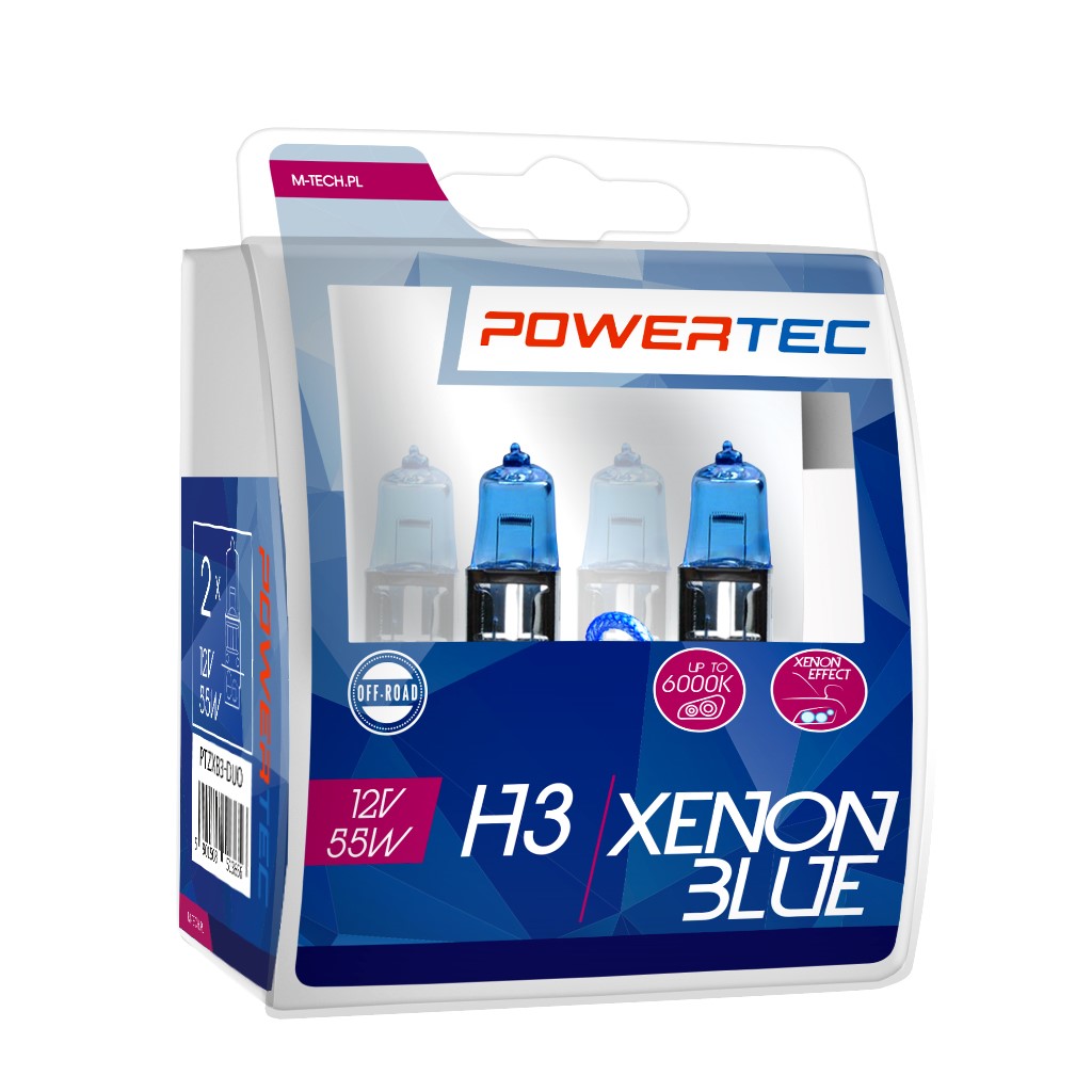 H3 lampen XenonBlue 12V DUO Mtech Powertec