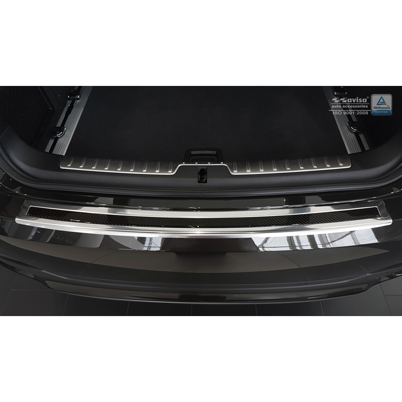 RVS Achterbumperprotector 'Deluxe'  BMW X6 F16 2014-2019 Chroom/Zwart Carbon excl. M-Pakket