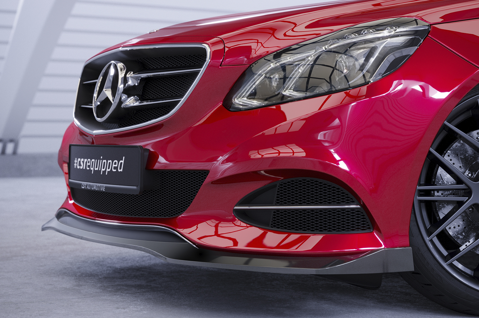 Voorspoiler Mercedes E Klasse FL W212 13-16 CSR Glans Zwart