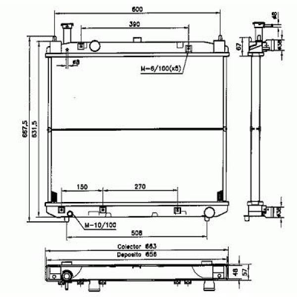 Radiator TOYOTA HIACE 02->> 525x645x32 2.5TD 2494CCM 65/75KW
