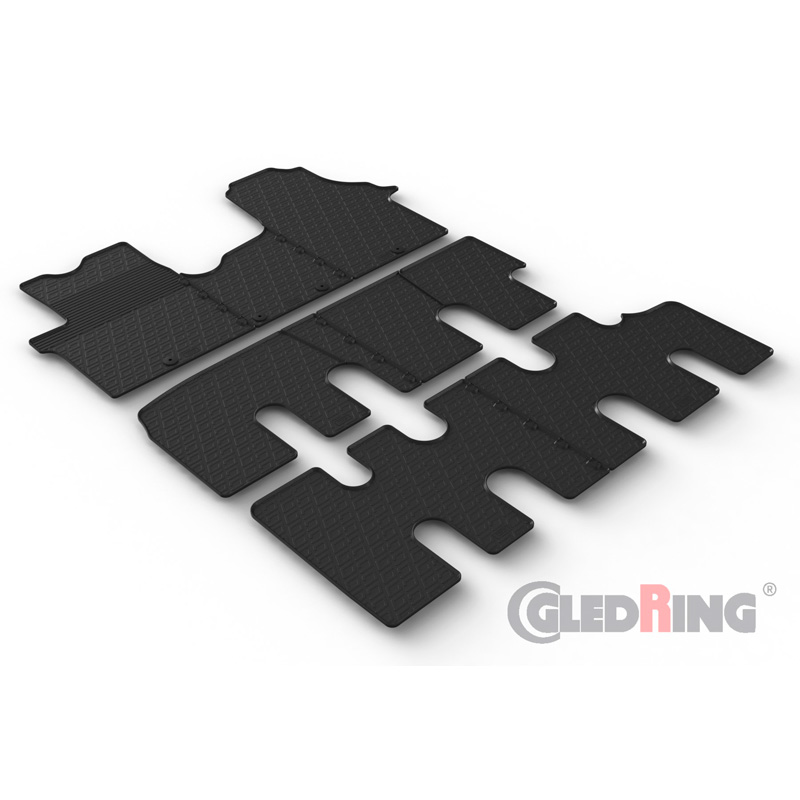 Gledring Rubber car mats set  Fiat Talento 2016- / Renault Trafic 2014-2019 / Opel Vivaro 2014-2019 / Nissan NV300 2016- (Bus) (3rd row) (G profile 2-pieces + mounting clips)