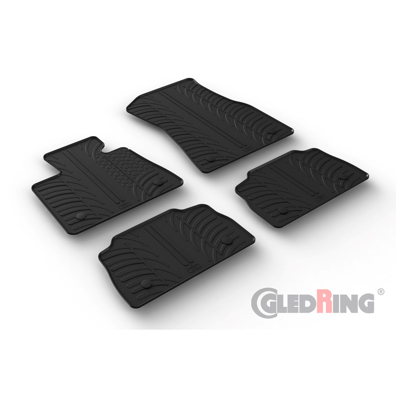 Rubber car mats set  BMW X6 (G06) 2019- (T profile 4-pieces + mounting clips)