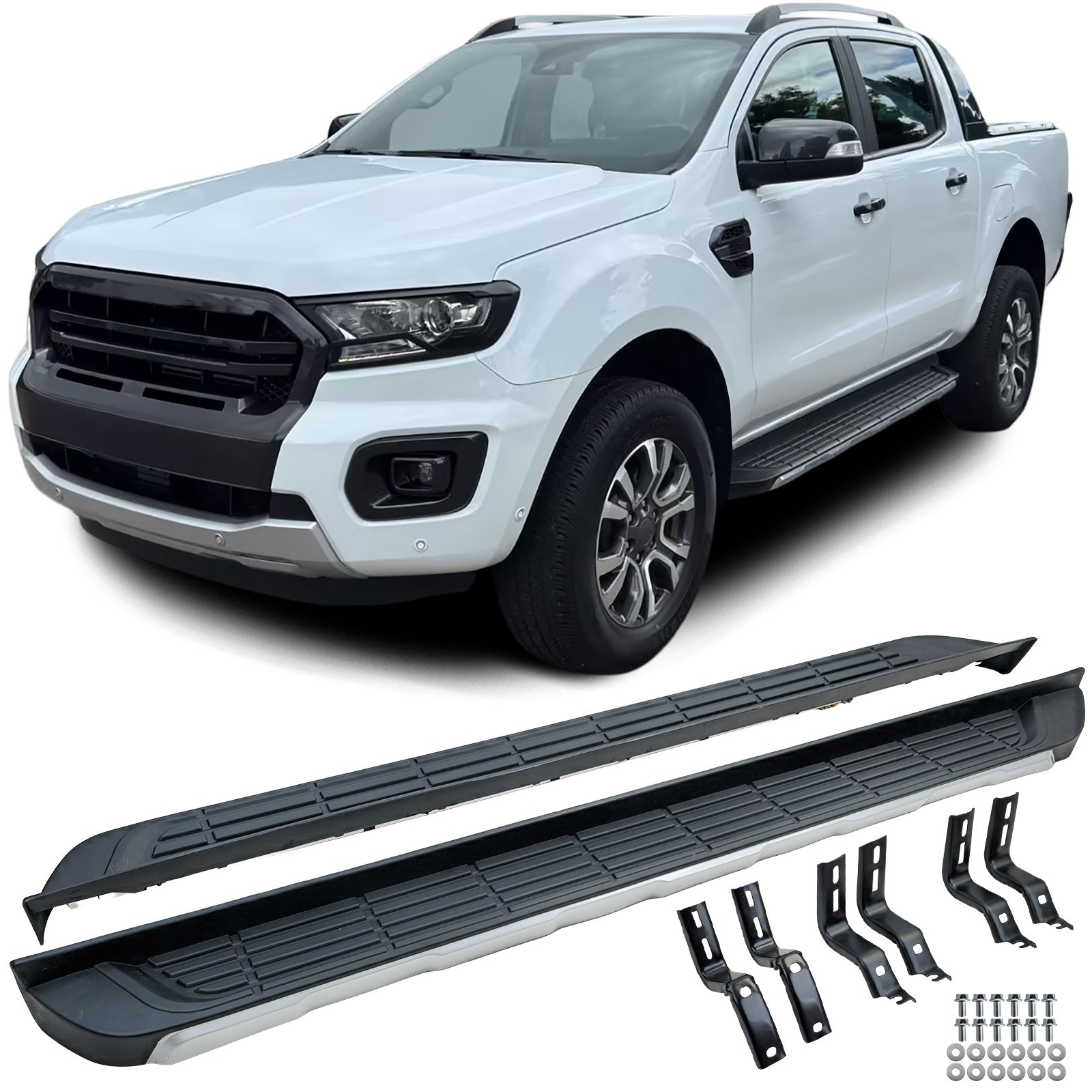 Treeplanken voor Ford Ranger T6 T7 T8 12-23 aluminium zwart OE Look